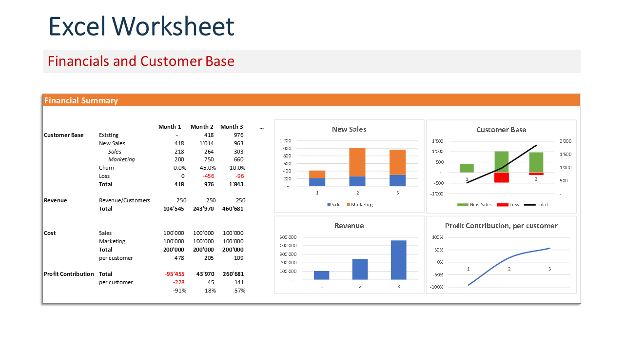 excel worksheet with charts